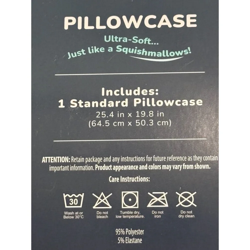 Squishmallows SquishPillow Standard/King Size Supersoft Pillowcase- light gray.